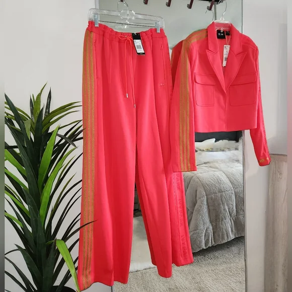 NWT Adidas x Ivy Park Cropped Suit Jacket & 3-Stripes Suit Pants, Coral | Mesa - Picture 3 of 7